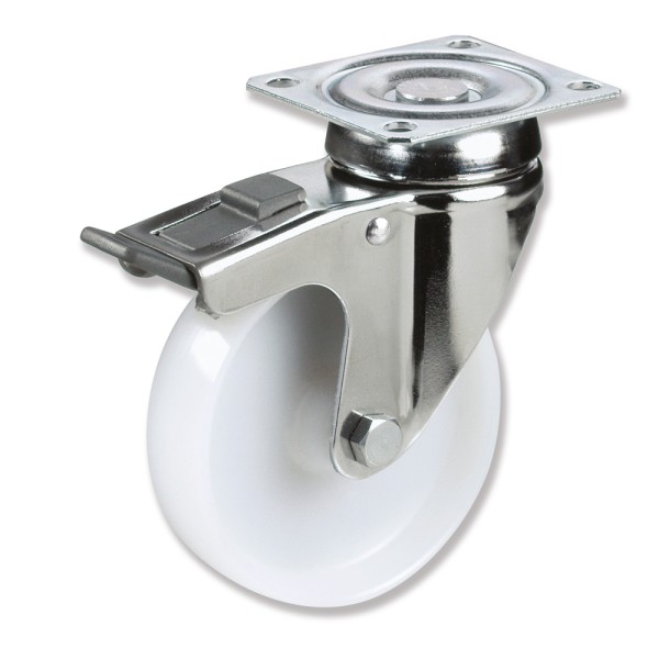 BPG3 050 NYL3-FD - Soporte giratorio con freno, Sujeción por pletina, Rueda Nylon