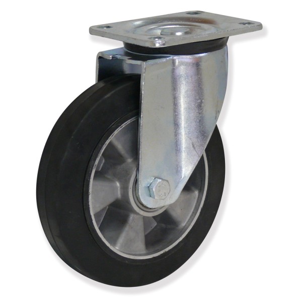 KPG5 125 ACB5 - Soporte giratorio, Sujeción por pletina, Rueda Aluminio - Caucho